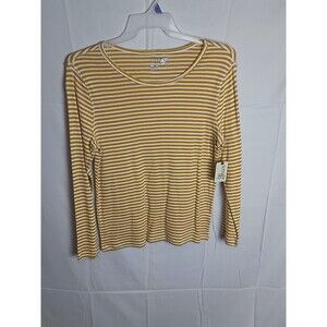 Woman's Long sleeve Terra & Sky Rib Layering Tee Cream & Yellow XL 16W-18W